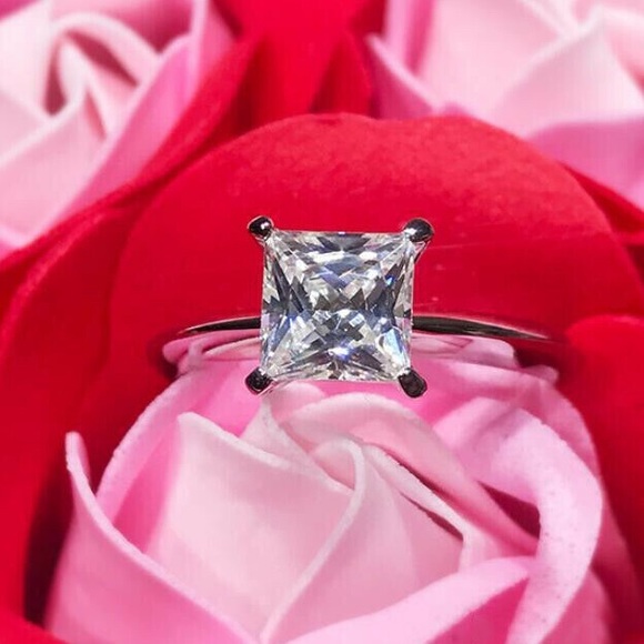 NEW 18K DIAMOND WHITE GOLD STERLING SILVER RING - Picture 2 of 4